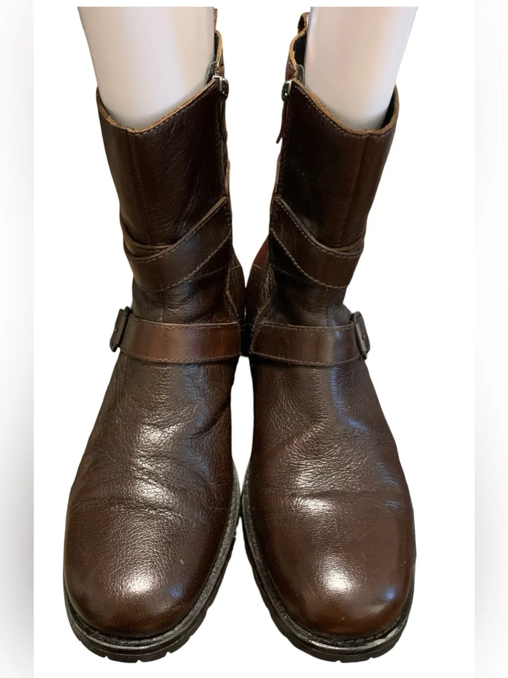 Kenneth Cole Men's Bike-N-Hike Boots Brown Sz 10 M Buckles Side Zippers *READ*
